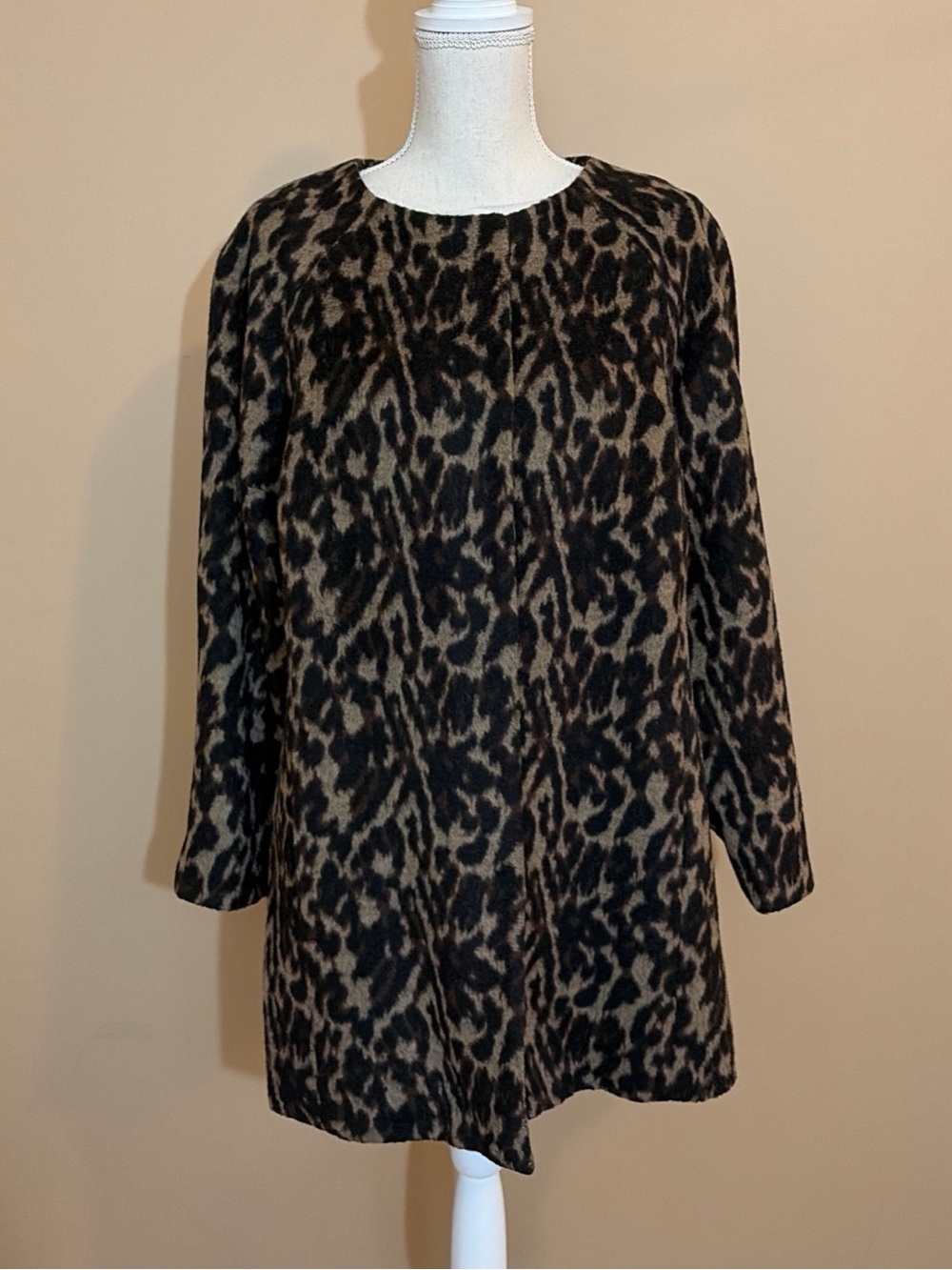 Talbots Petite XL Leopard Wool Blend Coat